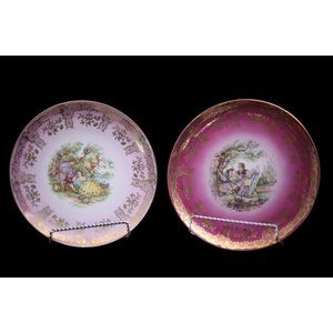 Set of Bavaria Cabinet Plates Vintage Romantic Scene & Lovers on a Swing Germany